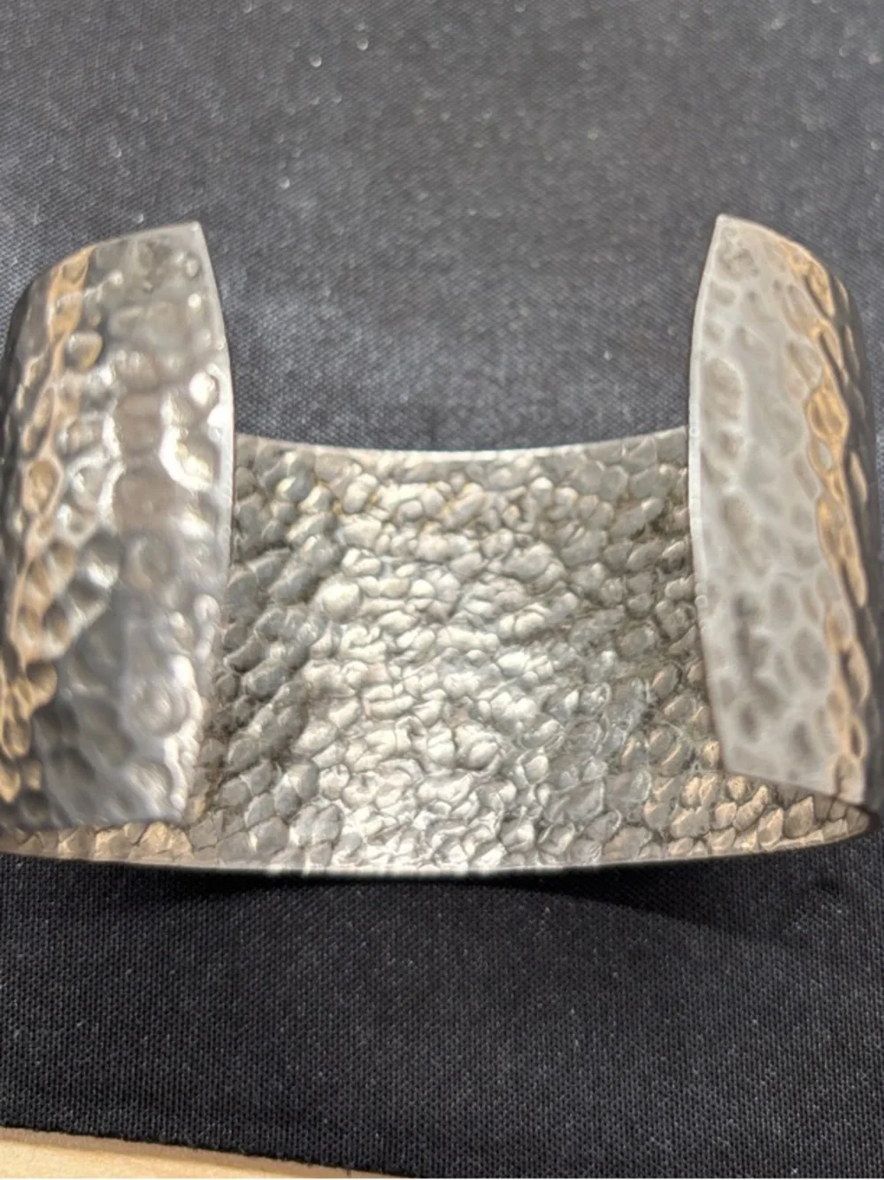 Hammered Wide Silver Cuff Bracelet